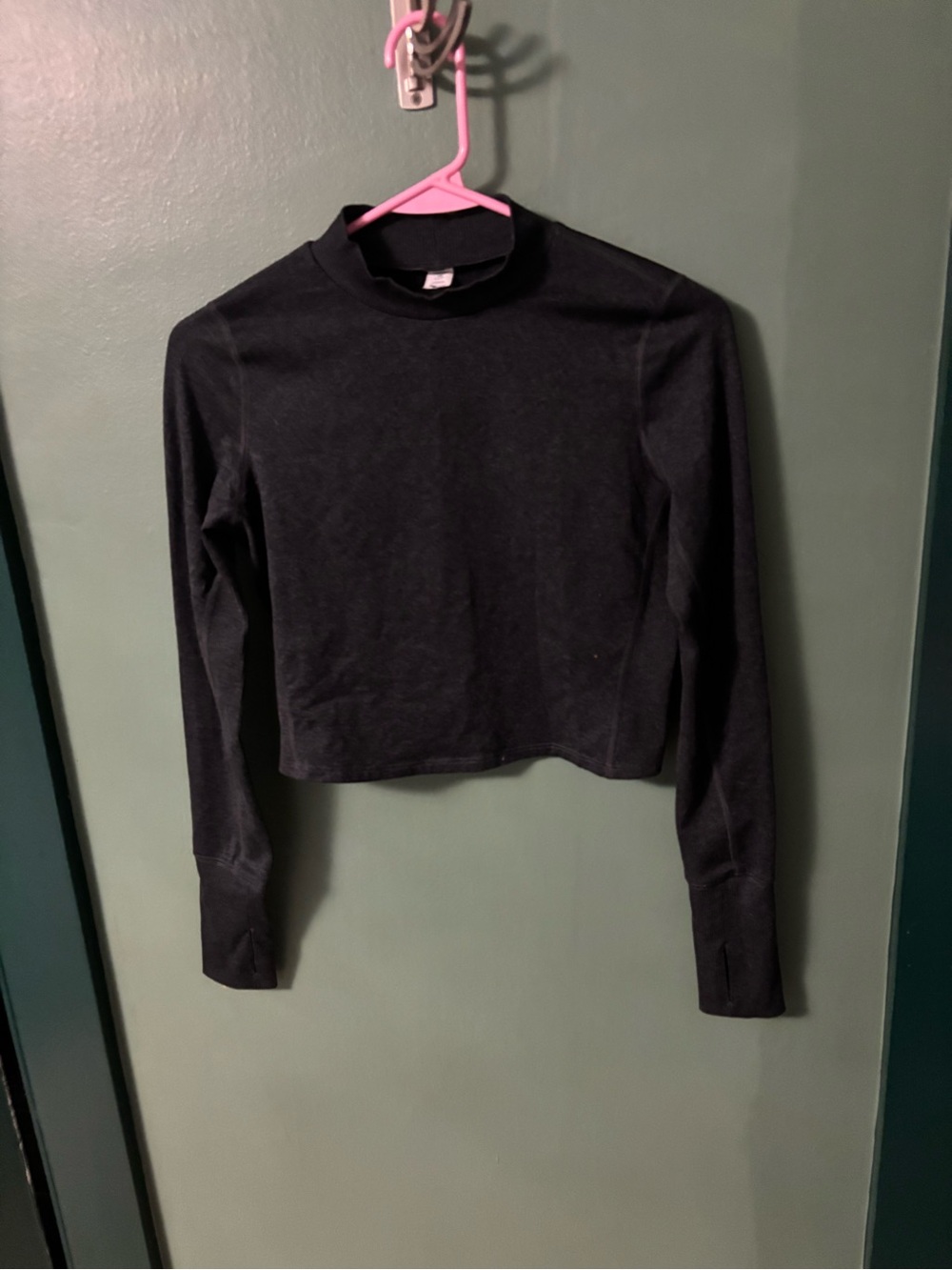 Old Navy Black Cropped Mock-Neck Long Sleeve Top